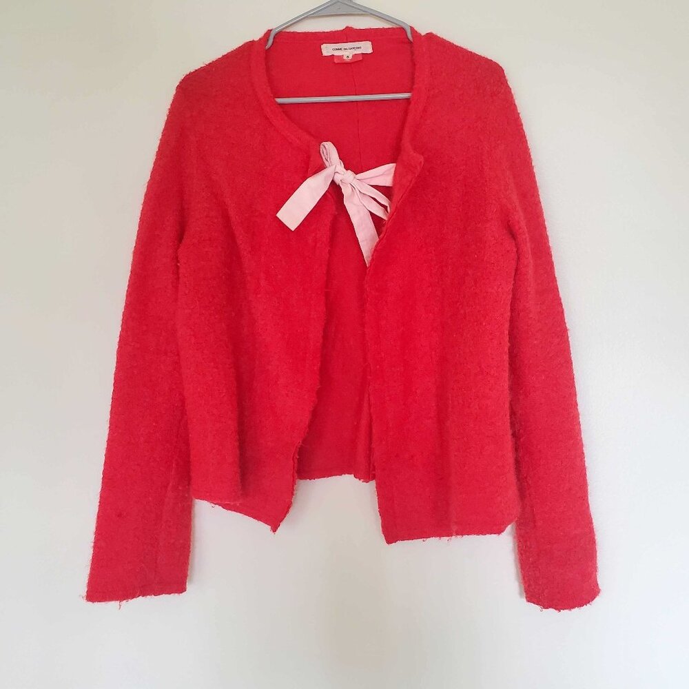 Vintage Comme des Garcons Red Wool Sweater Cardigan (ONE OF A KIND / RARE GEM)